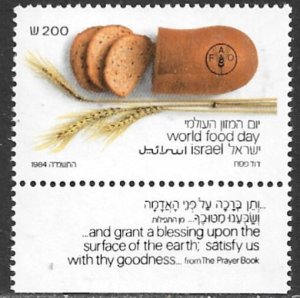ISRAEL 1984 World Food Day Issue with TAB Sc 891 MNH