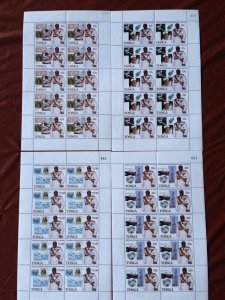 1988 Scouts Tonga King Tupou 70th birthday oil Red Cross sheets of 10