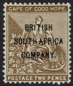 RHODESIA 1896 OVERPRINTED CAPE HOPE SEATED 2D