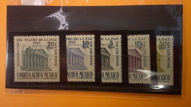 Mexico 1945 Airmail Complete Scott# C148-C152 XF NH set of 5