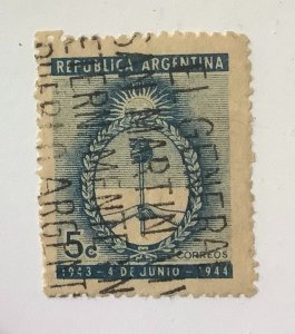 Argentina 1944 Scott  518 used - 5c, First Anniversary of the Coup d' Etat