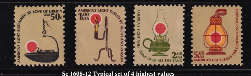 1979 Americana 50c $1 $2 $5 Sc 1609 to 1612 MNH single stamp set high values