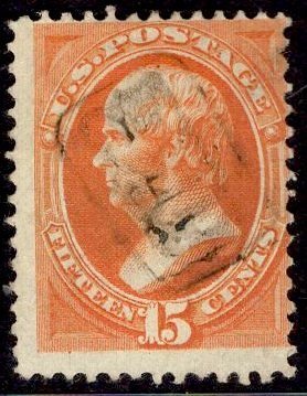 US Stamp #152 15c Orange Webster USED SCV $210. Mystery Loznege Cancel
