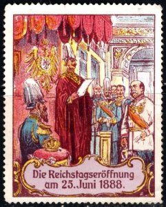 1913 Germany Propaganda Poster Stamp The Opening Of The Reichstag