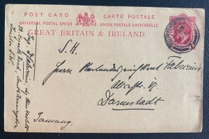 1909 London England Postal Stationery Postcard cover To Germany