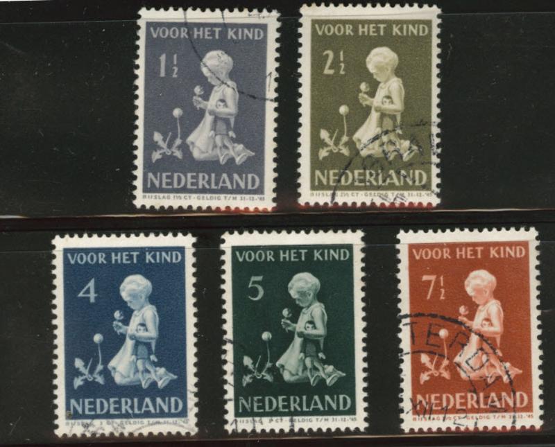 Netherlands Scott B129-133 used 1940 semi-postals CV $1.75