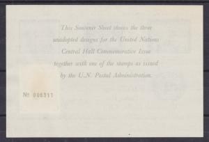 UN, New York Sc 61 on 1959 Semi-Official Souv Sheet, National Stamp Exhibition