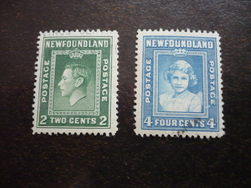 Stamps - Newfoundland - Scott# 245,247 - Used Part Set of 2 Stamps