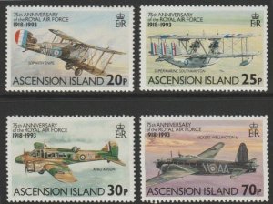 ASCENSION IS - 1993 - RAF, 75th Anniv - Perf 4v Set - Mint Never Hinged