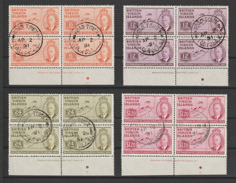 BRITISH VIRGIN ISLANDS 1951 SG 132/35 USED Cat £36 