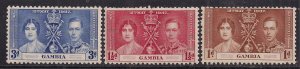 Gambia 1937 KGV1 Set Coronation MM SG 147 - 149 ( E1447 )