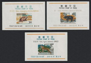 Korea Rep. Badger Bear Tiger Korean Fauna 3 MSs 1966 MNH SC#502a-504 SG#MS679