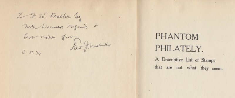 Phantom Philately, by Fred J. Melville. Signed by the author, hardcover.