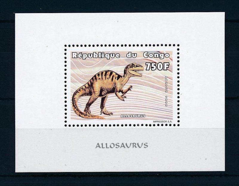 [28733] Congo Brazzaville 1999 Pre Historic Animals Dinosaurs MNH Sheet