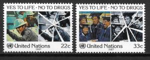 United Nations 497-98 Fight Drug Abuse set MNH