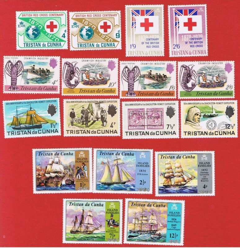 Tristan da Cunha #133-140 #153-161  MNH & MLH OG  4 sets 1970-71  Free S/H 