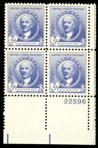 US #887 PLATE BLOCK, SUPERB mint never hinged, 5c French, very well centered,...