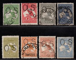 $Australia Sc#OB1-8 used, VF, perf initials, small OS, Cv. $320.75