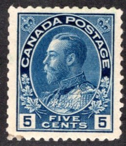 111, Scott, Canada, 5c KGV Admiral Issue, MLHOG, F, Canada
