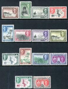 NYASALAND-1945 Set to 20/- Sg 144-157 MOUNTED MINT V26435