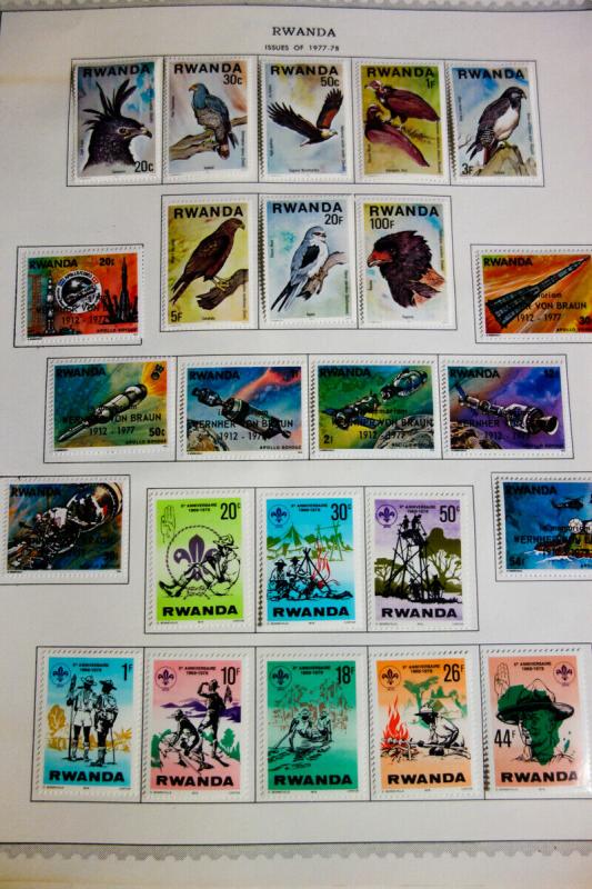 Rwanda Beautiful Mint Stamp Collection 1970-1990 on Pages
