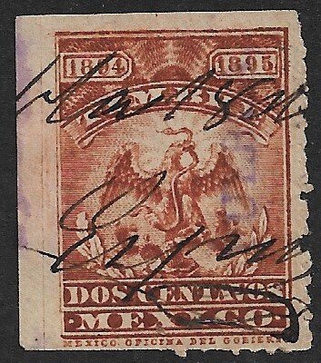 MEXICO REVENUES 1894-95 2c EAGLE Documentary PUEBLA Control DO217 Used