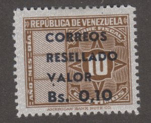 Venezuela 878 Revenue Stamps O/P 1965