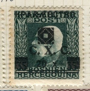 YUGOSLAVIA; 1919 early F. Joseph Bosnia Optd. issue Mint hinged 20h. value