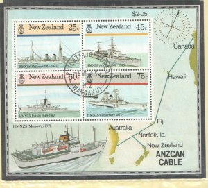 1985 NEW ZEALAND - SG: MS 1383 - NAVAL HISTORY - USED