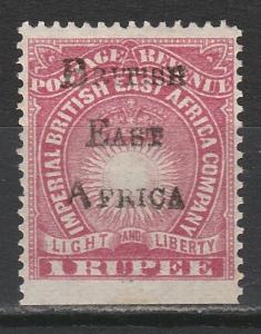 BRITISH EAST AFRICA 1890 LIGHT & LIBERTY OVERPRINTED 1R 