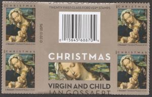 US 4815 Christmas Virgin & Child forever cross gutter label block MNH 2013