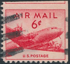 US C39 6 cent Air Mail; Used; NG; Miscut -- See details and scans