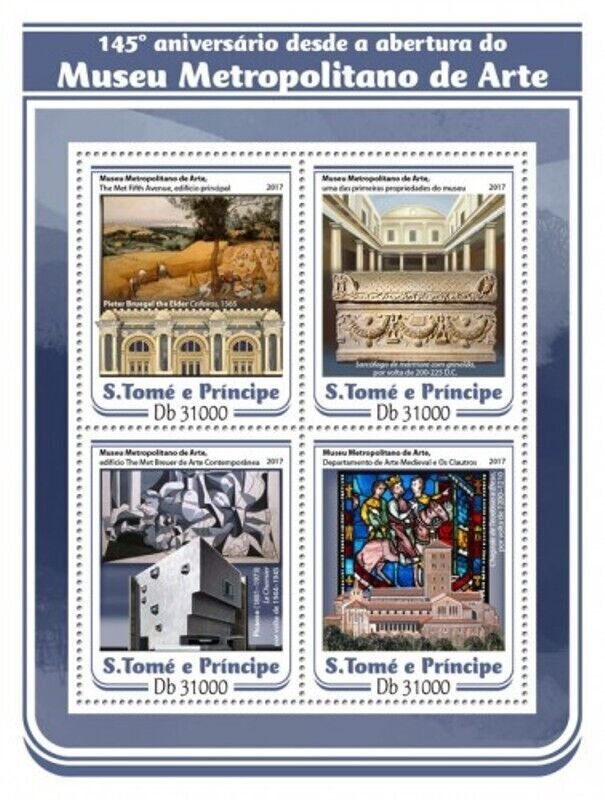 St Thomas - 2017 Metropolitan Museum - 4 Stamp Sheet - ST17111a