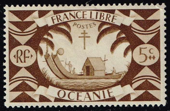 French Polynesia #136 Ancient Double Canoe; Unused (0.40) (2Stars)