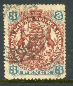 Southern Rhodesia 1897 British South Africa QV 3d SG #69 VFU A522