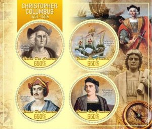 Stamps. Ships. Exploers.Christopher Columbus  2022 year 1+1 sheets perf Comores