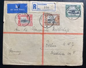 1936 Dodoma Tanganyika British KUT Airmail Cover To Berlin Germany