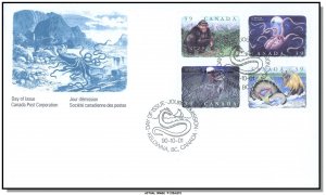 Canada FDC #1289-1292 (1292a) Se-tenant block - Canadian Folklore-1 (1990)