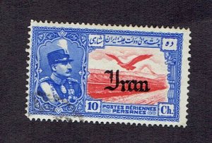 IRAN SCOTT#C58 1935 10c AIRMAIL IRAN OVERPRINT - USED