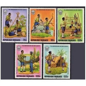 Togo 1131,C464-C467,C468,MNH. Scouting Year 1982.Tower,Canoe.Lord Baden-Powell.