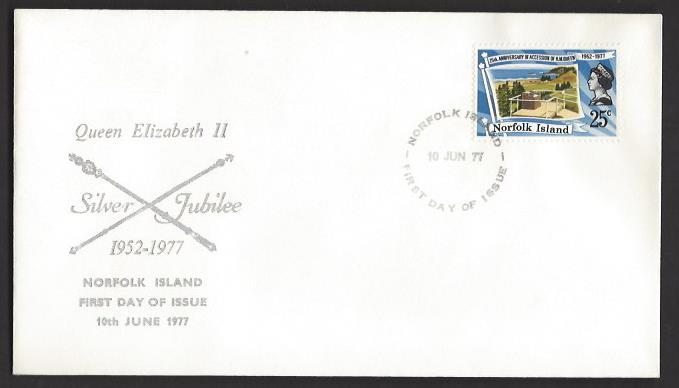 NORFOLK ISLAND 1977 QE2 Silver Jubilee Sc 218 on U/A Cachet FDC