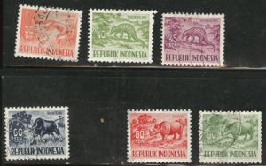 Indonesia Scott 450-6 mixed short 1958 Animal set CV 1.40$