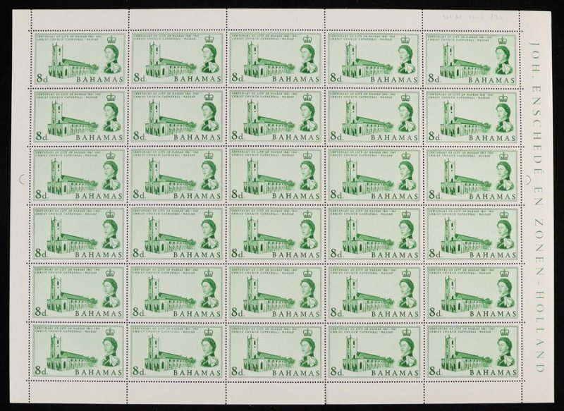 BAHAMAS 1962 Nassau Centenary set 8d & 10d full sheets with imprints. MNH **.