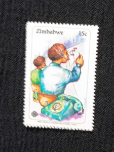 D)1983, ZIMBABWE, STAMP WORLD YEAR OF COMMUNICATIONS, TELEPHONE, MNH