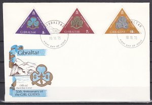 Gibraltar, Scott cat. 322-324. Girl Guides Anniversary. First day cover. ^