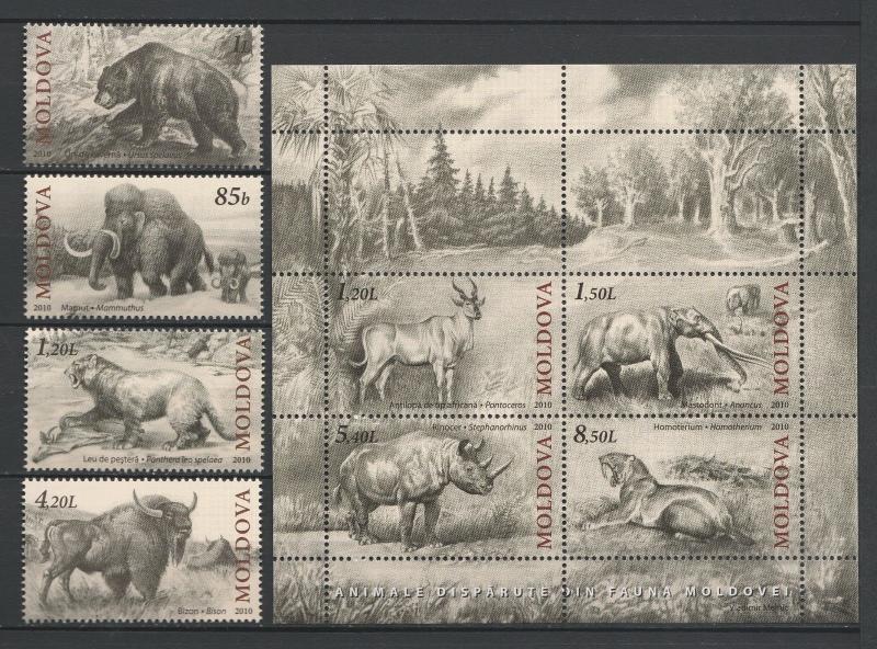 Moldova 2010 Animals Extinct Fauna of Moldova, 8 MNH stamps