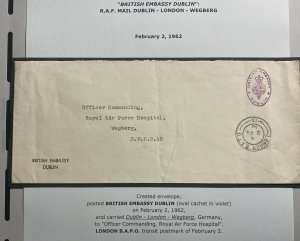 1962 British embassy Dublin Ireland Diplomatic Offical Cover To Wegberg Germany