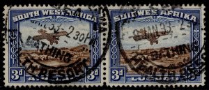 SOUTH WEST AFRICA GV SG86, 3d brown & blue, USED. Cat £40.