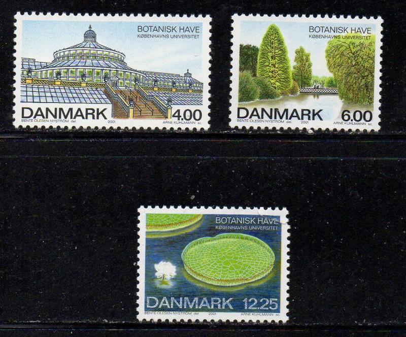 Denmark Sc 1193-5 2001 Botanical Gardens stamp set mint NH