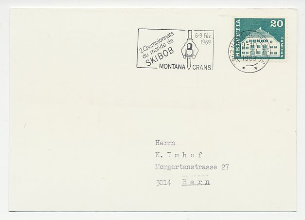 Card / Postmark Switzerland 1969 Ski bob - World Championships